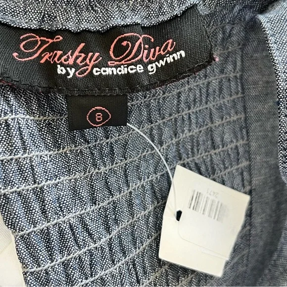 TRASHY DIVA NWT by Candice Gwinn Lena Chambray Blouse Size 8 Pin Up Rockabilly - Picture 3 of 7